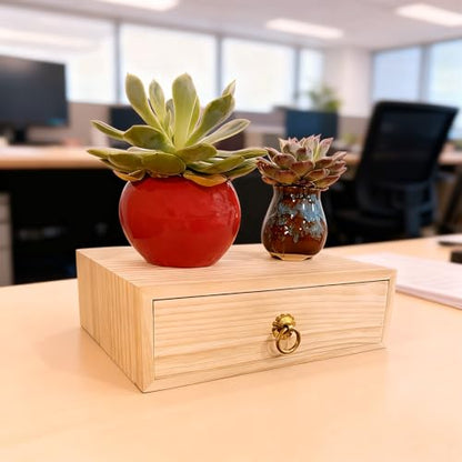 Natural Wooden Storage Box Desk Drawer Single Wood Cabinet Organizer Drawer Tabletop Storage Organization Box with Metal Handle for Desk Home Office Counter Craft Decor (1 Drawer) - style: 1 Layer