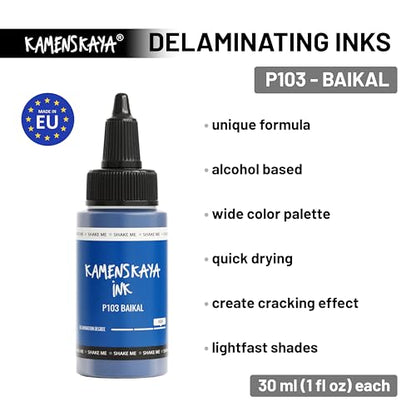 KAMENSKAYA Delaminating Alcohol Inks - Self-Splitting Alcohol Ink P-103 'Baikal' - 1 fl oz (30 ml) - color: P-103 'Baikal'