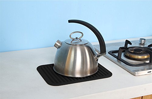 dealcase 9"X12" Environmental Silicone Mats, Premium Quality Insulated Flexible Durable Non Slip Coasters Hot Pads Hot Dishes, Pots Pans - Waterproof Trivet mat, Tableware Pad, Hygienic Safety, Black - color: Black