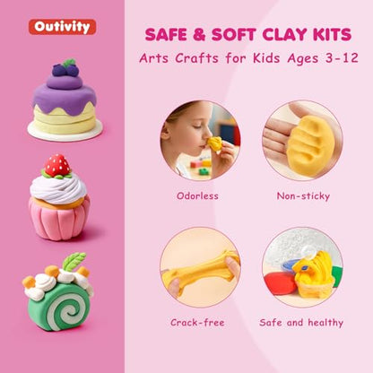 Air Dry Clay Kit for Kids, 12 Crafts Modeling Clay Model Magic, Clay Kits with Sculpting Tools & Tutorials, Safe & Non-Stick DIY Art Crafts, Toys Gift for Ages 3-12 Boys & Girls - color: Clay Kit