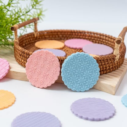 KALAIEN 3 Pack Cookie Embosser Set, Fondant Impression Mats Acrylic Embosser for Fondant Stamps, Texture Sheets for Polymer Clay, Chocolate, Cupcake Topper, Fondant Molds-Style 3 - color: Style 3