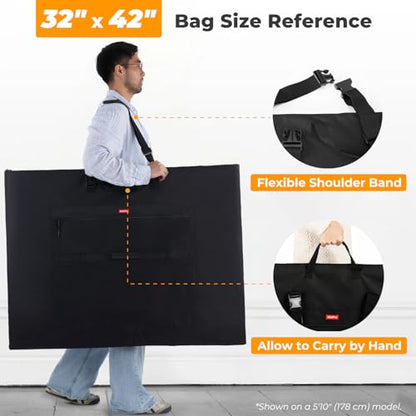 Nicpro Light Weight Art Portfolio Bag, 32 x 42 Inches Waterproof Art Portfolio Case with Shoulder & Handle Carry, for Artwork, Poster, Sketch Drawing, Canvas, Photography, Solar Panel Storage - size: 32 x 42 inches