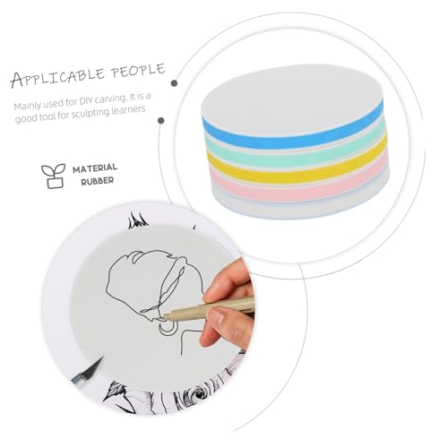 Tofficu 5Pcs Round Rubber Carving Blocks for DIY Crafts Soft Rubber Bricks for Hand Carving Stamps for Artists for Stamp Making and Printmaking