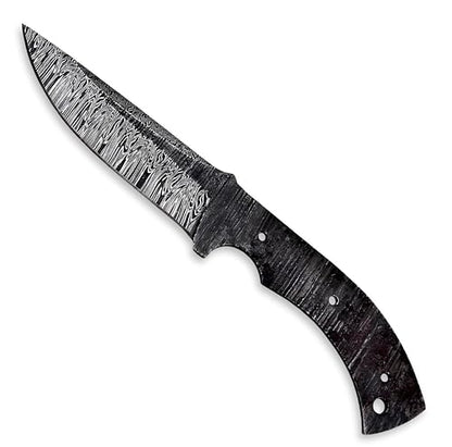 Custom Hand Forged Damascus Steel Blank Blade Knife Making Kit Hunting Knife Leather sheath, Pin, Scale, Camping Blade Damascus Blade Billet Handmade Knives Making Supply (BK-K) - color: BK-K