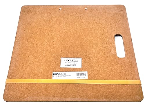 Proartek Drafting PK00026 Model SB1516 SB Series 15" x 16" Artist Sketch Board, Brown; 4mm Tempered Masonite; Constructed with a Cutout Handle; Smooth Edges; Firm Spring Clips; Rubber Band Included - size: 15" x 16"