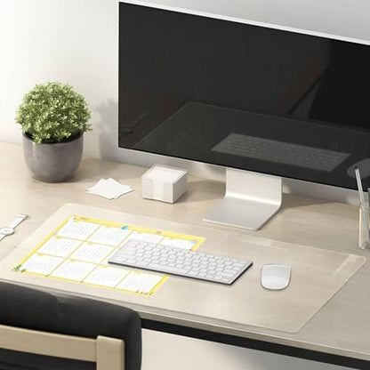 14 x 51 Inch Clear Table Cover Protector, 2mm Thick Clear Desk Mat, Plastic Table Cover, Vinyl Table Protector, Desk Mats on Top of Desks - size: 14" x 51"