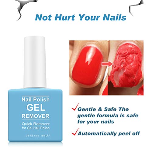 2 Pack Gel Nail Polish Remover, Gel Polish Remover for Nails, Easily Magic Soak-Off Gel Polish in 2-5 Minutes - Safe, No Need For Foil, Soaking Or Wrapping ( with 1 Cuticle Pusher and Nail Scraper)