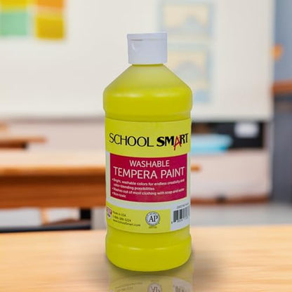 School Smart Washable Tempera Paint, Yellow, 1 Pint Bottle - color: Yellow