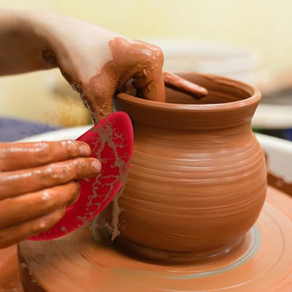 DIYOOHOMY Pottery Ribs for Pottery Tools and Clay Tools, Soft Silicone Ceramic Supplies Kit for Shapes Sculpting,Mud,Trimming,Throwing (2) - color: red-2
