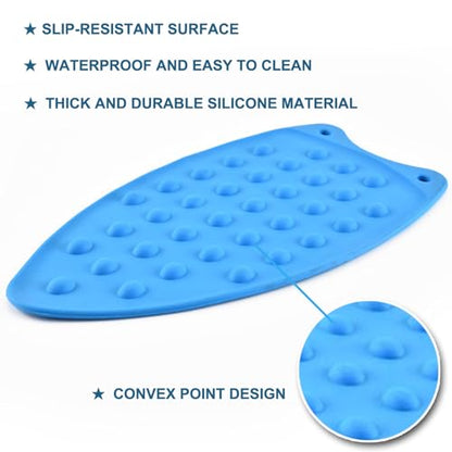 LeLehome Silicone Iron Rest Pad for Ironing Board Hot Heat Resistant Steam Compact Mat Anti-Slip Home Tools Kitchen Pot Tableware Mat Placemat, Blue - color: Blue