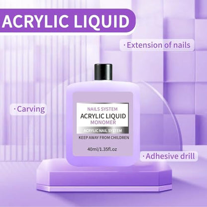 Monomer Acrylic Nail Liquid,Nail Acrylic Liquid 40ml/1.3fl.oz,Acrylic Liquid for Nails,Acrylic Liquid Monomer,Acrylic Liquid for Acrylic Powder Nails Extension for Nail Art Manicure DIY - color: 40ml