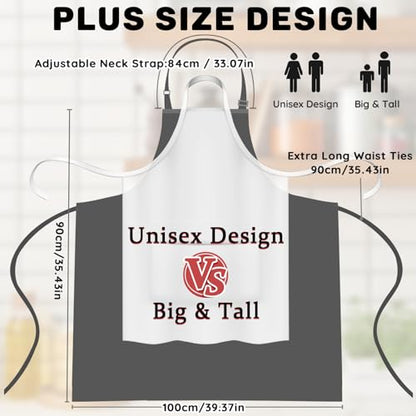 2 Pack Plus Size Waterproof Cooking Chef Apron with 2 Pockets for Men Women - color: Gray