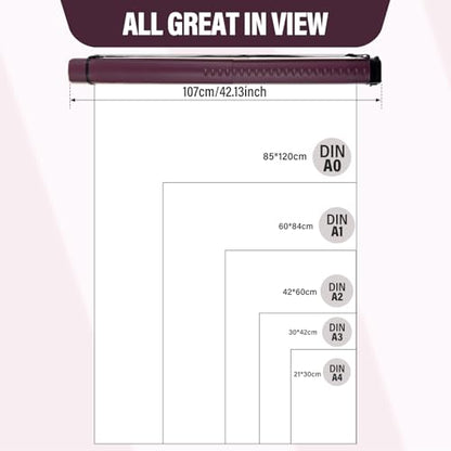 DEWEL Adjustable Poster Tube 24.5"-42", Waterproof Plastic Document Storage Tube Telescoping Carrying Case, Light Resistant Drawing Tube Painting Picture Tube Holder (Burgundy-Large Size) - color: Burgundy (Polygon), size: Large