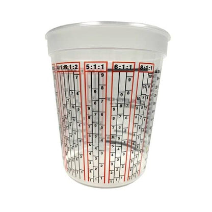 Disposable Solvent Resistant Cups with Graduations for Paint Mixing, Epoxy Resin Pour, Acrylic Paint and Stain 1 Quart 32 oz. Cups, 100 pack, for Body Shops, DIY, Garages, Dealerships, Made in USA