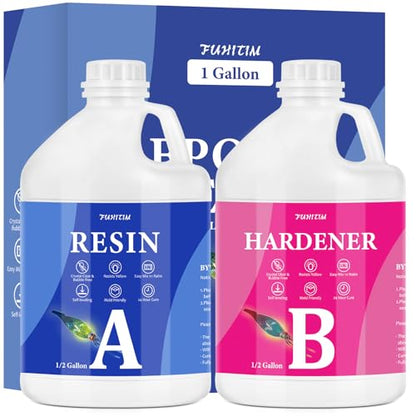 Epoxy Resin 1 Gallon - Crystal Clear Epoxy Resin Kit - Self-Leveling, High-Glossy, No Yellowing, No Bubbles, Perfect for Crafts, Table Tops, DIY 1:1 Ratio - size: 1 Gallon.