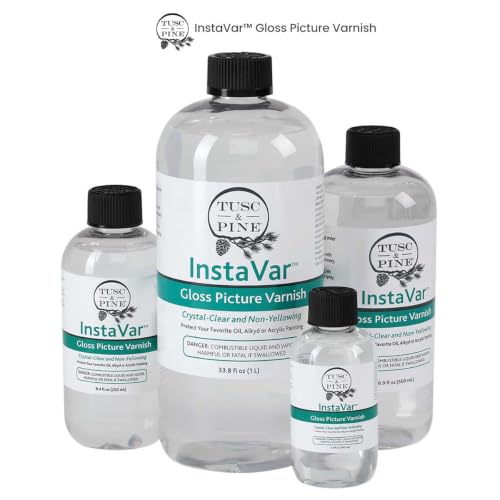 Tusc & Pine InstaVar™ Gloss Picture Varnish - Archival Quality Varnish for Oil, Alkyd, and Acrylic Artists - 33.8oz Bottle - size: 33.8oz