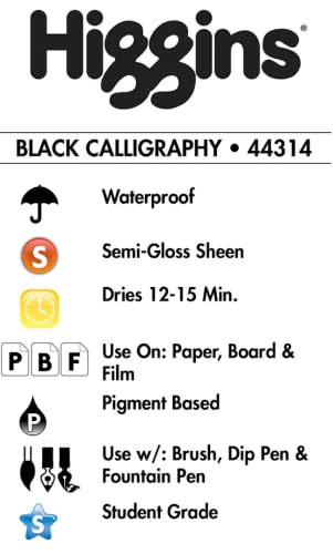 Higgins Black Calligraphy Ink, 2.5 Ounce Bottle (44314) - color: Black