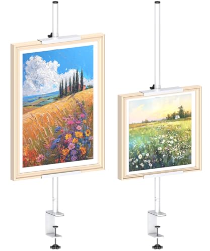Mondazie Adjustable Tabletop Easel Stand with Clamp for Picture Frame – Heavy Metal Table Top Sign Holder for Display Up to 25" H, Art Poster Rack for Home Office Galleries, 1PCS, White - color: White, size: 27.1'' High - Clamp