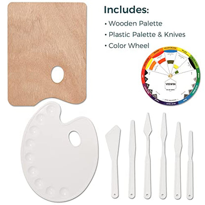 VISWIN Professional All-in-One Art Painting Kit with Aluminum & Beech Wood Easel, 96 Acrylic, Watercolor & Oil Paint Set, Canvas, Painting Set with Complete Art Supplies for Adult, Artist, Beginner