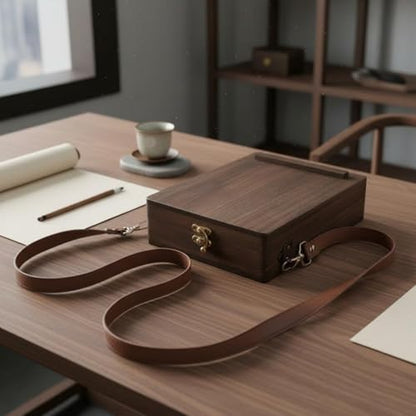Gralara Writer's Carrier Box Multi-Functional Portable Writing Desk Bag Vintage Style Wooden Designer for Artists