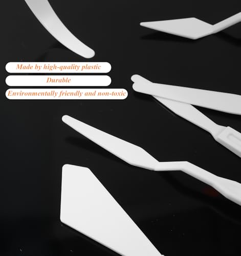 6Pcs Plastic Palette Knife Set, Thin and Flexible Plastic Paint Spatula for Acrylic Painting Art Knives Set Palette tools for Mixing, Spreading, Scratching, Layering Colors, Light Art Tools