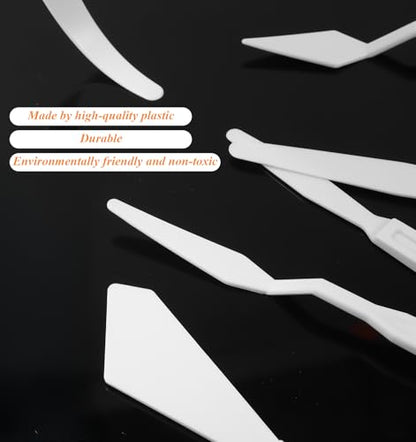 6Pcs Plastic Palette Knife Set, Thin and Flexible Plastic Paint Spatula for Acrylic Painting Art Knives Set Palette tools for Mixing, Spreading, Scratching, Layering Colors, Light Art Tools
