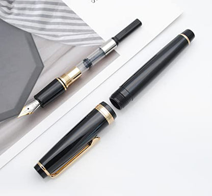 JINHAO 82 Fountain Pen with Gold Clip (F Nib 0.5mm, Black) - color: Black