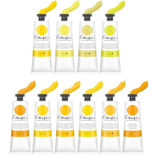 Gamblin Artist Oil Paint Set For Professionals - YELLOW SET - 37ml Tubes - color: Yellow