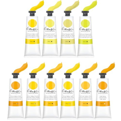 Gamblin Artist Oil Paint Set For Professionals - YELLOW SET - 37ml Tubes - color: Yellow