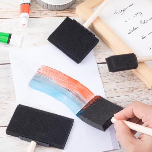 HINZIC 5 Pcs 5 Sizes Foam Paint Brushes Wood Handle Foam Brushes for Staining Varnishes, and DIY Large Area Crafting(4", 3", 2", 1.6'', 1") - size: 5pcs 4", 3", 2", 1.6'', 1"