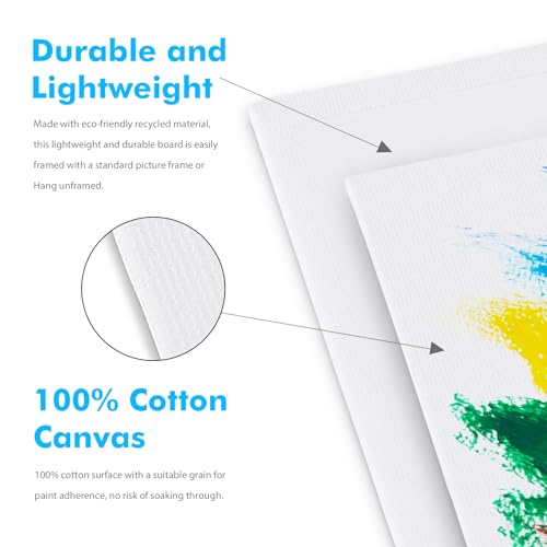 GOTIDEAL Bulk Canvases for Painting, 11x14 inch Value Pack of 20, Gesso Primed White Blank Canvas Boards - 100% Cotton Art Supplies Canvas Panel for Acrylic Paint, Pouring, Oil Paint, Gouache - size: 11x14 inch