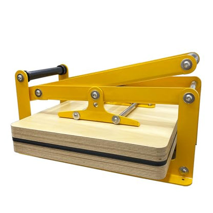 INTSPERMAI Wooden Lino Printing Hand Lever Press Machine, Block Printing Press, 4mm Thickness Yellow Stainless Steel Plate Frame,15''×15'', for Linoleum Block Printmaking