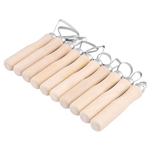 Zopsc 10Pcs Wax Carving Pottery Shapers Tools, DIY Clay Sculpture Tools Set with Assorted Shapes, Wooden Handle Pottery Carving Kit for Sculpture Modeling