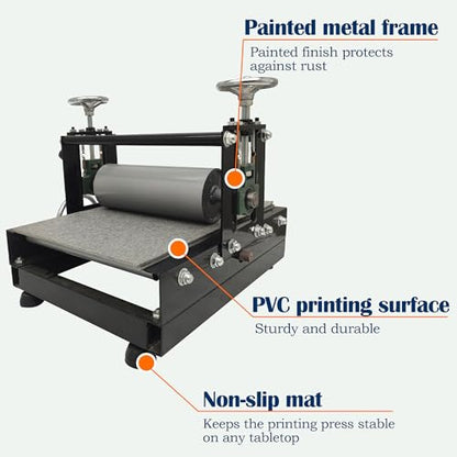 Maisutseb Tabletop Slab Roller for Printmaking 19.7 * 12.6in Manual Printmaking Machine | Uniform Pressure, 1.57in Adjustable Height, Durable Construction, Easy Operation