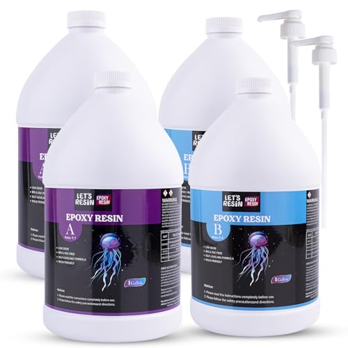 LET'S RESIN EPOXY RESIN 4 Gallon Epoxy Resin with Pumps, Bubble Free & High-Gloss Resin Kit, Crystal Clear Epoxy and Hardener for DIY Art, Molds Casting,Craft - size: 4 gallon
