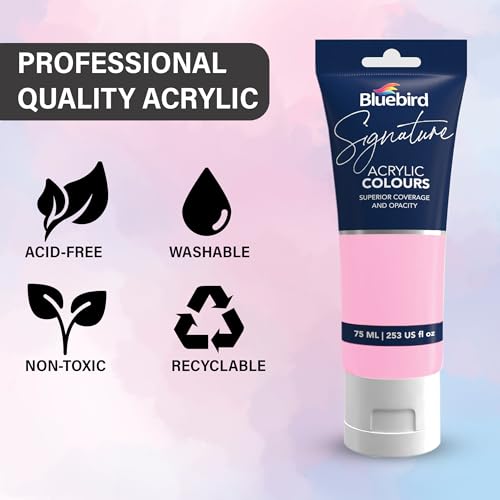 BLUEBIRD Signature Acrylic Paint Set, Pastel Colors, 6-Pack 2.5 Fl Oz each, Professional Acrylic Paints For Professionals, Adults, & Artists - color: Pastel