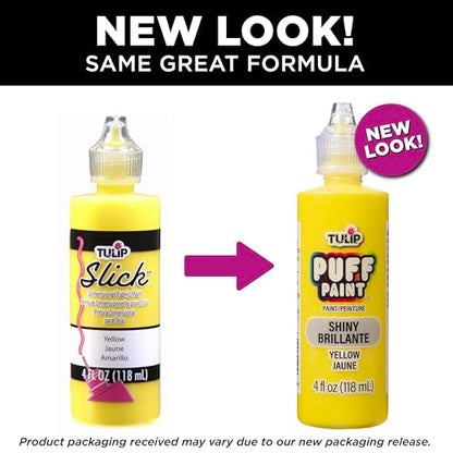 Tulip 41408 Dimensional Fabric Paint 4oz Slick Yellow - color: SHINY YELLOW, size: 4 Fl Oz (Pack of 1)