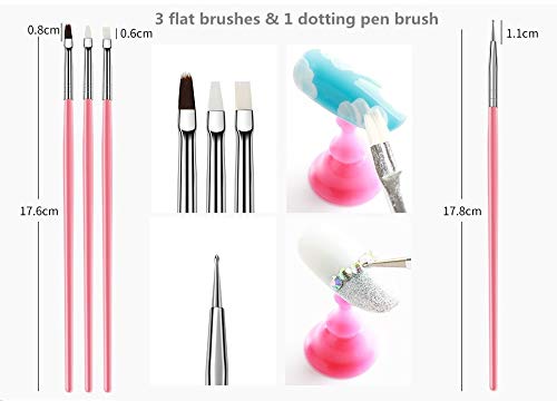FULINJOY 20PCS Nail Art Design Tools, 15PCS Painting Brushes Set with 5PCS Dotting Pens - color: 20pcs - pink