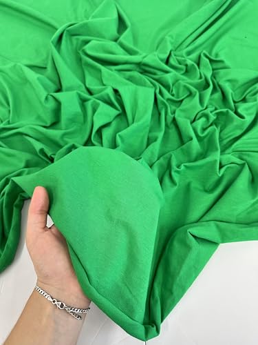 Cotton Jersey Spandex Fabric - Soft - Breathable - All Way Stretch Fabric - Medium Weight - Perfect Choice for Baby Grow, Tshirts, and Cotton Jersey Sheets - 58 Inches Wide - 1 Yard (Kelly Green) - color: Kelly Green