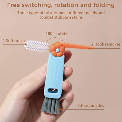 3 in 1 Cup Lid Gap Cleaning Brush Set, Multifunctional Bottle Cleaner Brush, Cleaner Brush Set for Tight Spaces, Bottle Gaps, Straws, Tumblers, Travel Mug Caps(3 PCS)