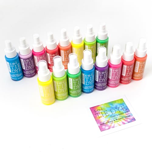 SEI 16 Pack Neon Tie Dye Spray Kit, Tye Dye Kits for Large Groups, Pre-Mixed Water Based Fabric Dye, Spray Bottle Included, Spray Paint for Clothes - color: Neon 16 pack