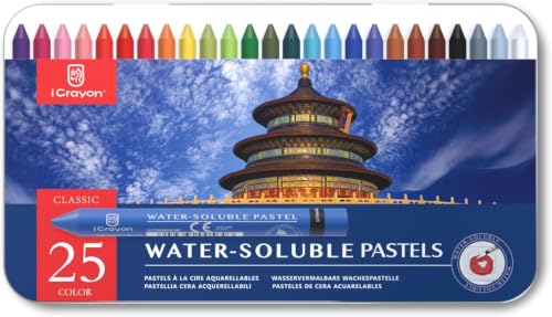 25 Colors Water-Soluble Pastel Crayons Set, Multi-Technique Art Kit with Brush & Palette, Versatile for Watercolor, Oil Pastel & Ink Effects, Easy Blending for Beginners, Sketching & Creative Drawing - color: Classic, size: 25 Count (Pack of 1)