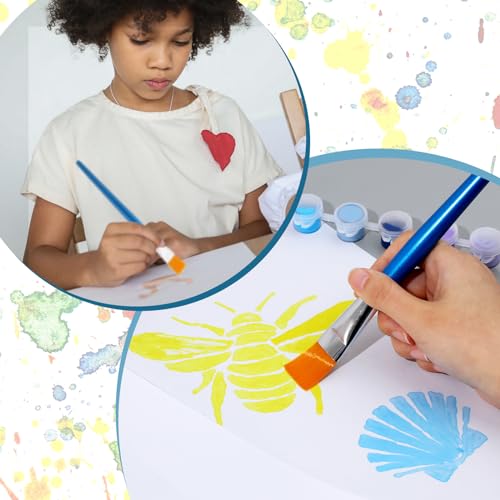6 PCS Mop Brush for Acrylic Painting 1 Inch Face Paint Brushes with Wooden Handle Oval Blending Brushes for Acrylic Painting, Watercolor, Face Body Art
