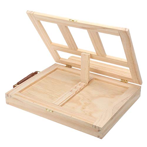 Wooden Easel Portable Tabletop Artist Easel with Storage Box Adjustable Angle Easel for Painting Drawing and Displaying Artwork