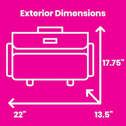 Everything Mary 4 Wheels Collapsible Deluxe Sewing Machine Storage Case - Rolling Trolley Carrying Bag for Brother, Singer - color: Grey & Pink