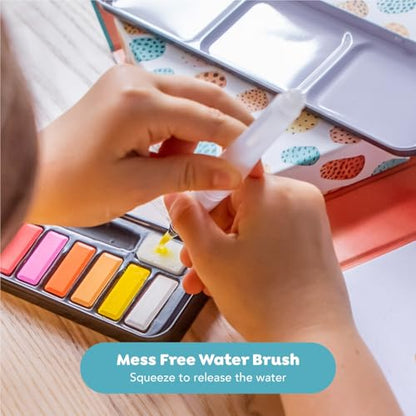 Tiger Tribe How to Paint Watercolor Animals Set for Kids & Tweens - Mess-Free, Portable, Complete Kit with Step-by-Step Guide, 12 Colors & Waterbrush