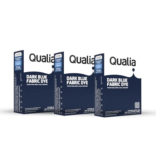 Qualia All Purpose Powder Fabric Dye, Easy to Use Dye for Natural Fabrics: Cotton, Wool, Silk, Wood, & Linen, Ultra Concentrated Colors, Dark Blue, 3 Pack - color: Dark Blue, size: 3