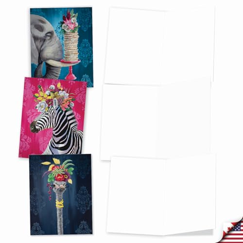 The Best Card Company Assorted Blank Greeting Card Box Set - Incl. 20 Cards + Envelopes - 10 Unique Designs - refined for Thank Yous, Invitations, More - Fancy Wildlife AM3364OCB-B2x10 - style: Fancy Wildlife
