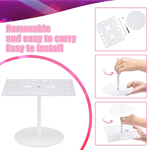 Jetec 54 Holes Acrylic Brush Holder Makeup Brush Drying Rack Collapsible Holder Stand for Acrylic Nail Lover(White) - color: White