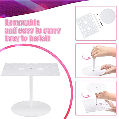 Jetec 54 Holes Acrylic Brush Holder Makeup Brush Drying Rack Collapsible Holder Stand for Acrylic Nail Lover(White) - color: White